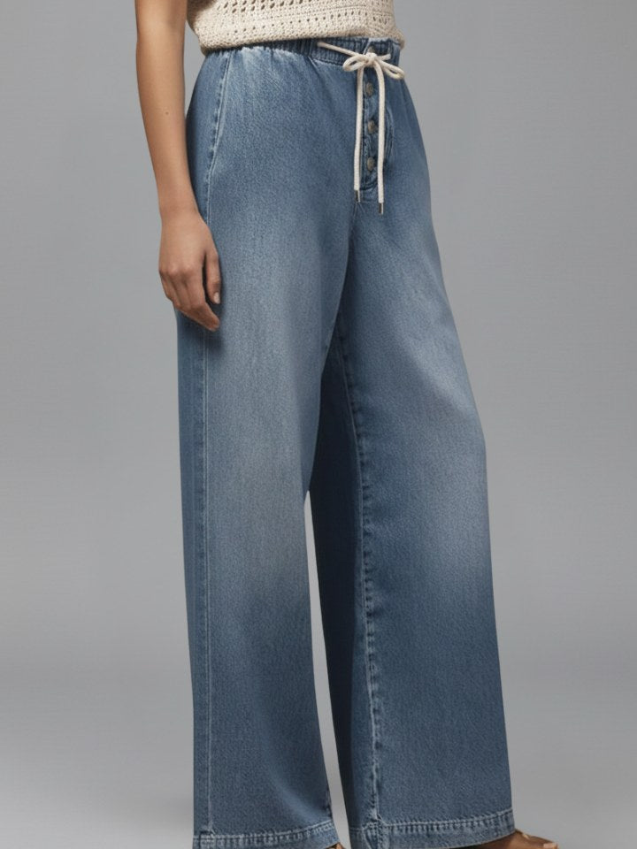 Drawstring Wide Leg Jeans for Women