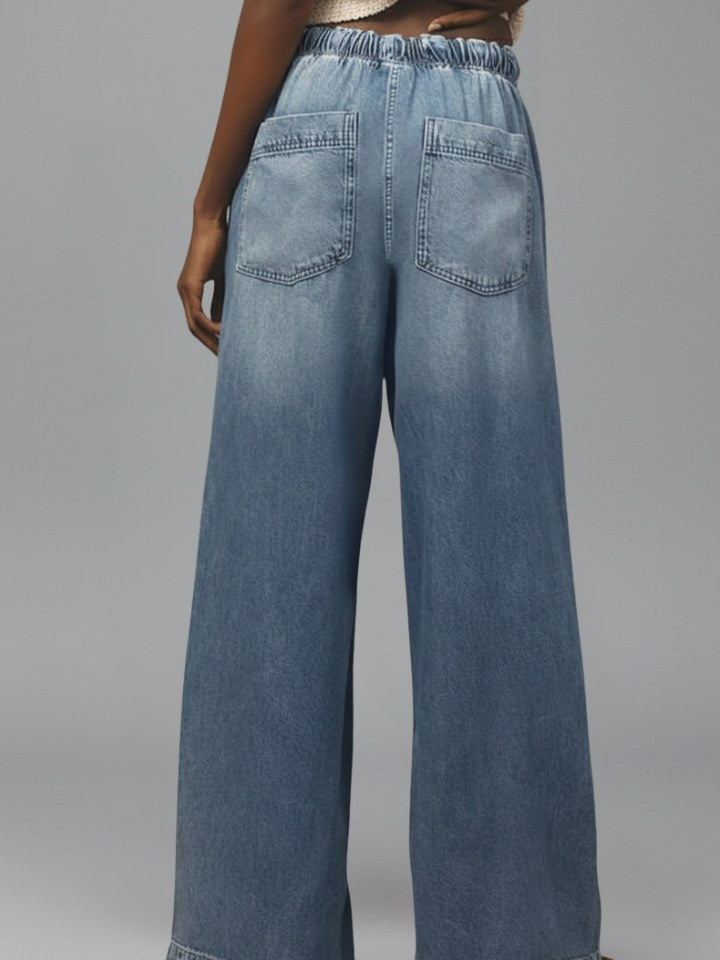Drawstring Wide Leg Jeans for Women