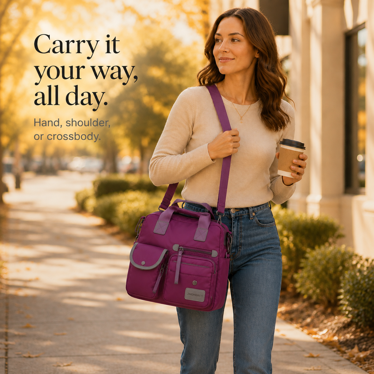 Large Capacity 3-Way Tote for Women