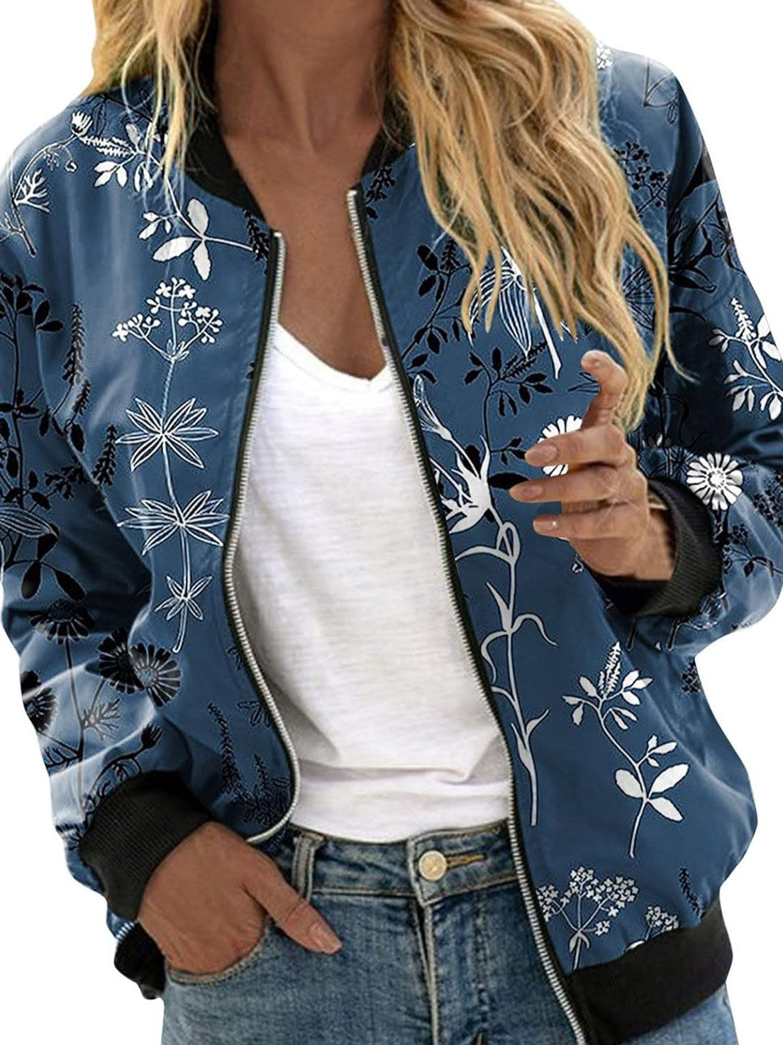 Floral Bomber Jacket for Women