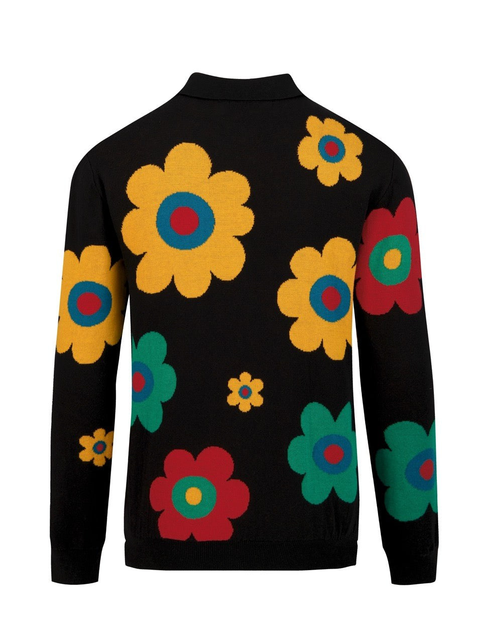 Floral Jacquard Polo Cardigan for Men