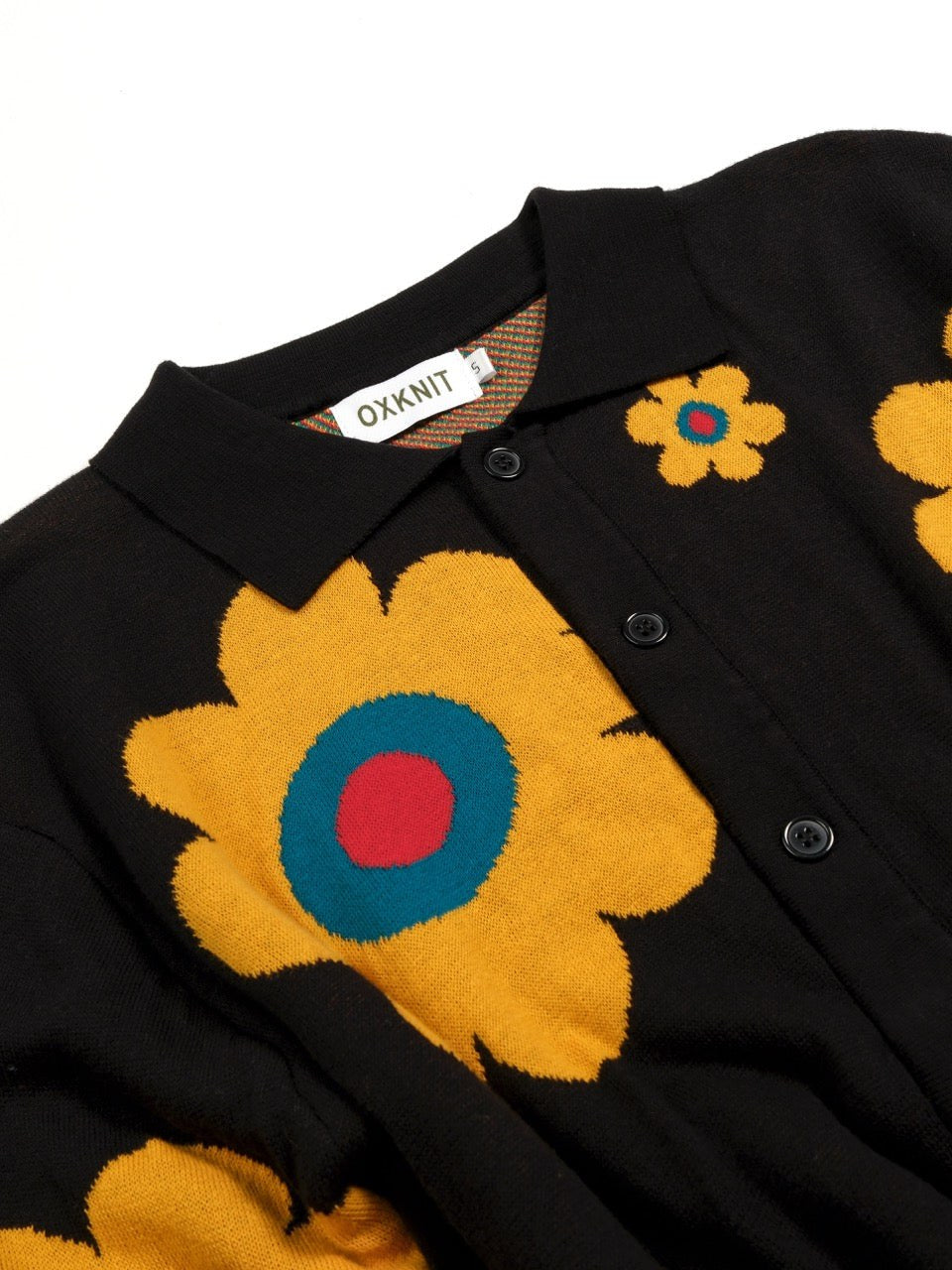 Floral Jacquard Polo Cardigan for Men