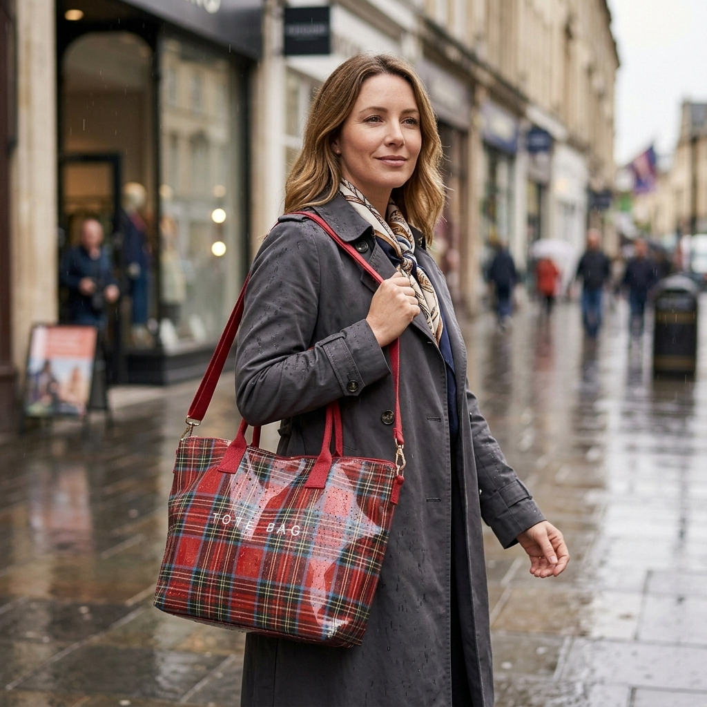 Glossy Checkered Tote for Women