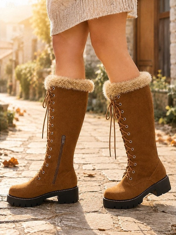 Lace Up Knee High Boots for Women