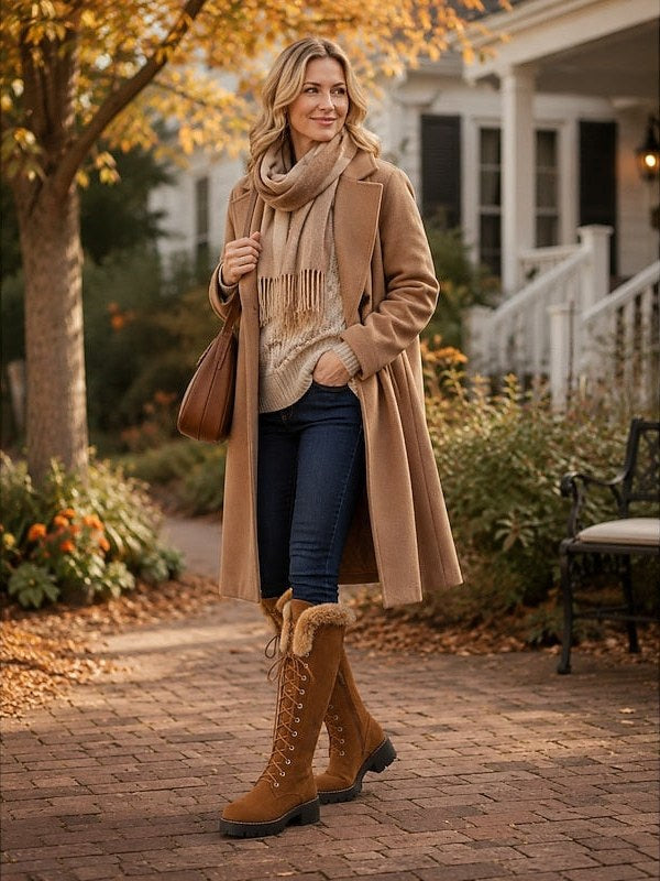 Lace Up Knee High Boots for Women