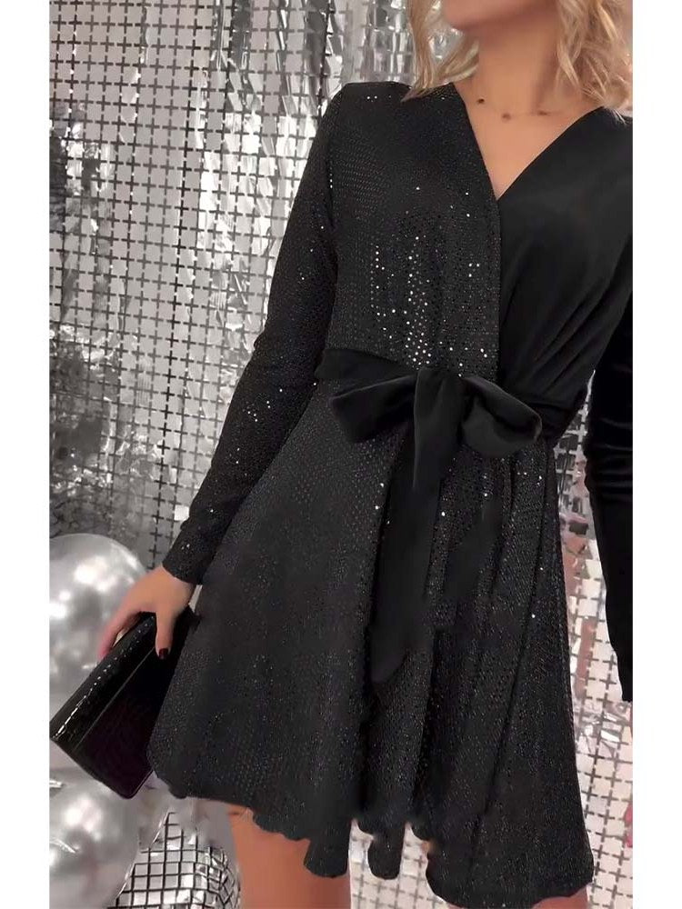 Lace-Up Velvet Dress for Women