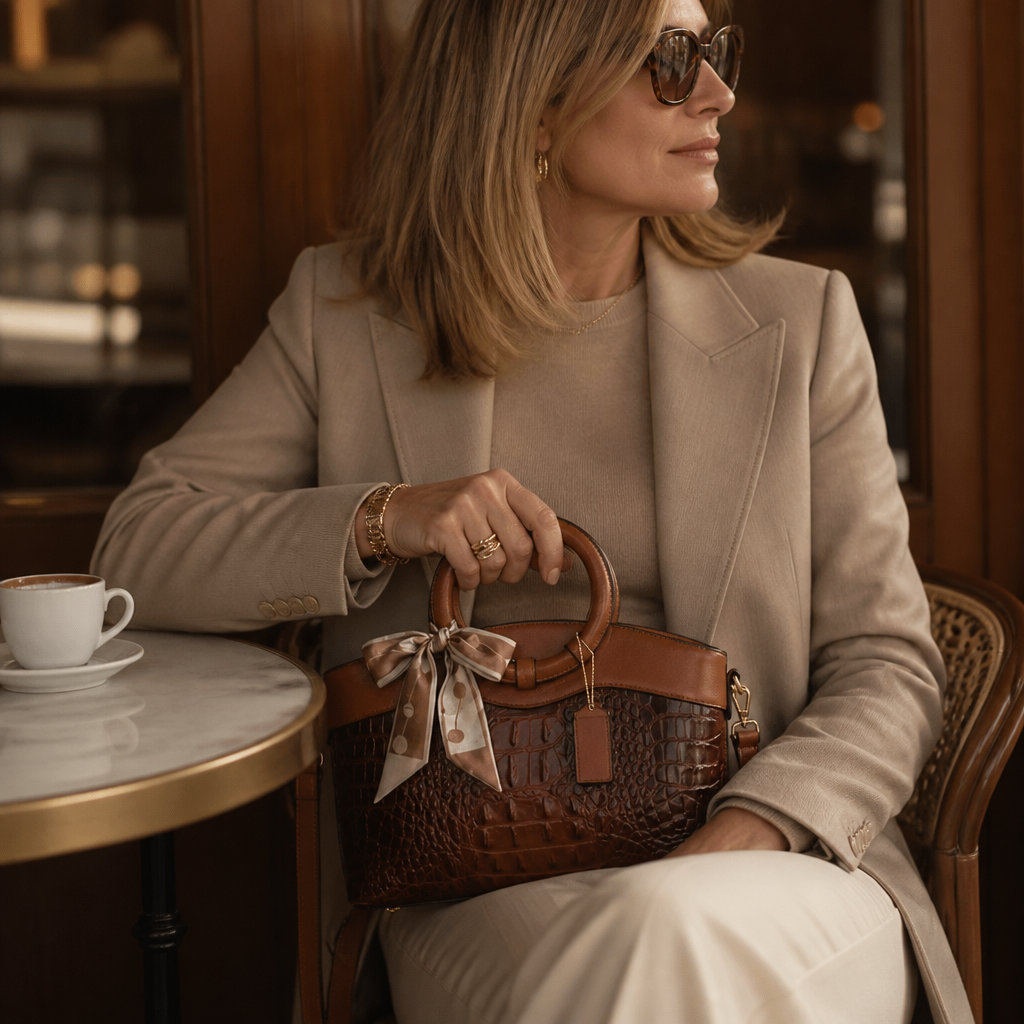 Croc Embossed Convertible Tote for Women