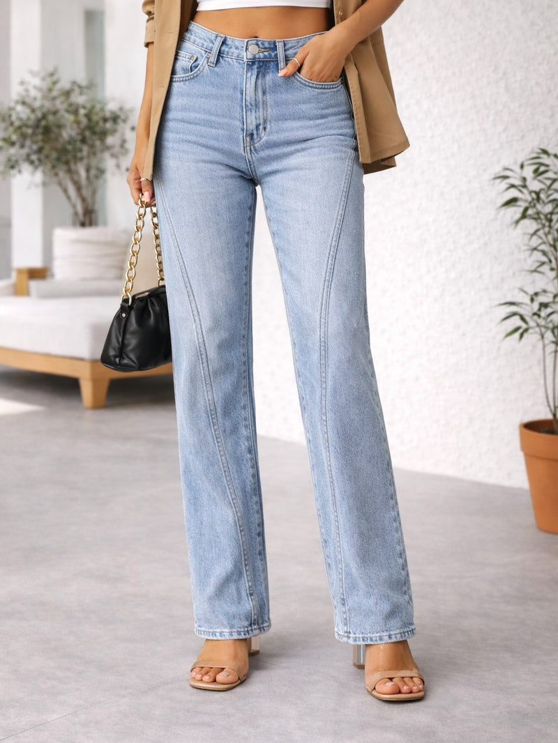 Light Blue Wide Leg Jeans for Women
