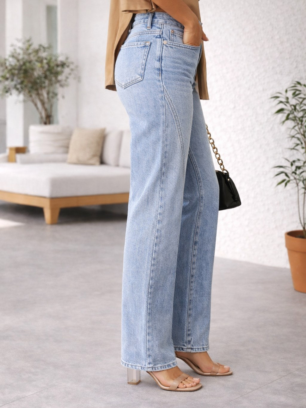 Light Blue Wide Leg Jeans for Women