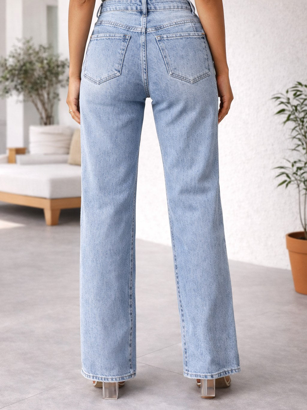 Light Blue Wide Leg Jeans for Women