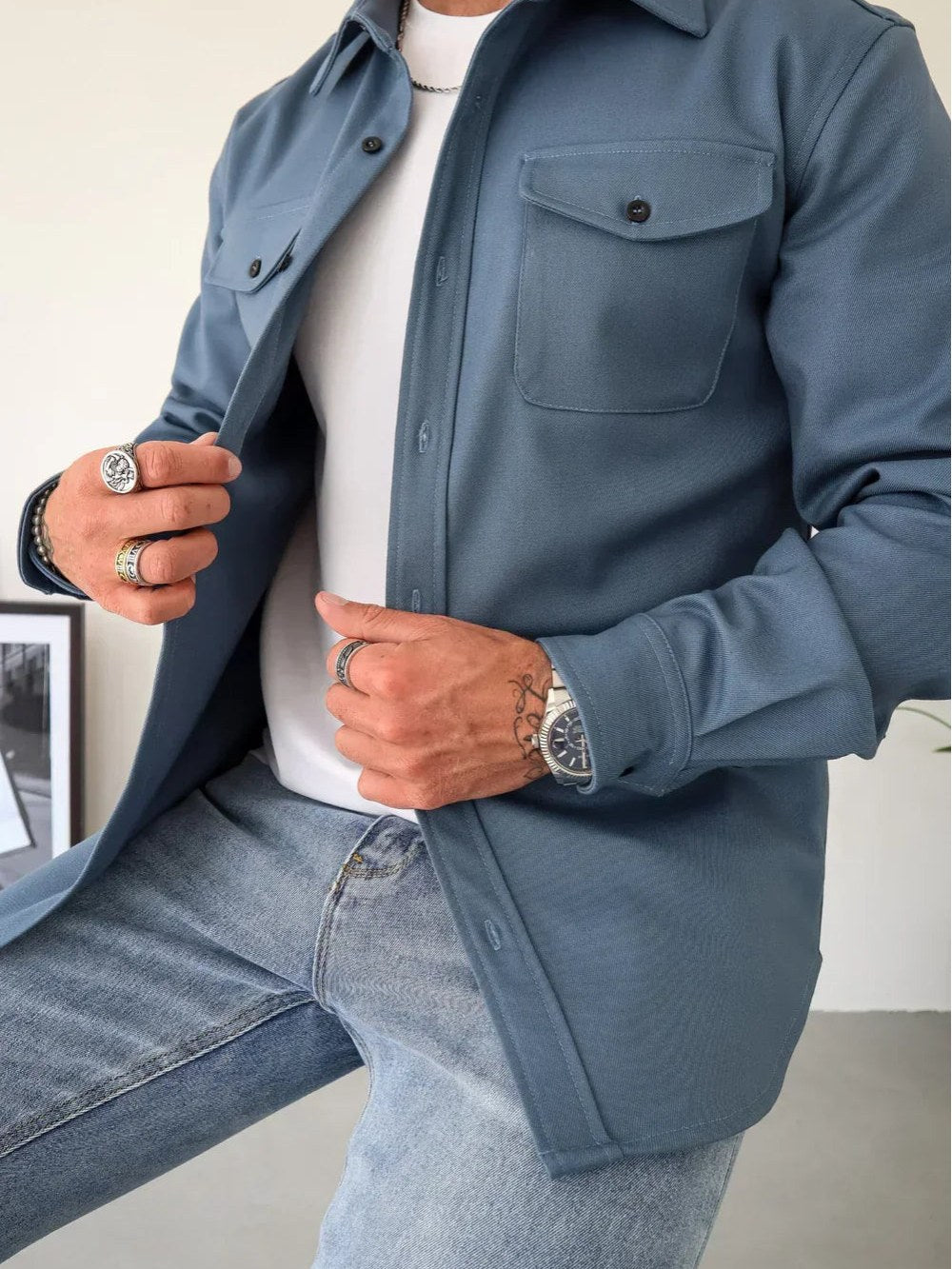 Long Sleeve Shirt Jacket for Men
