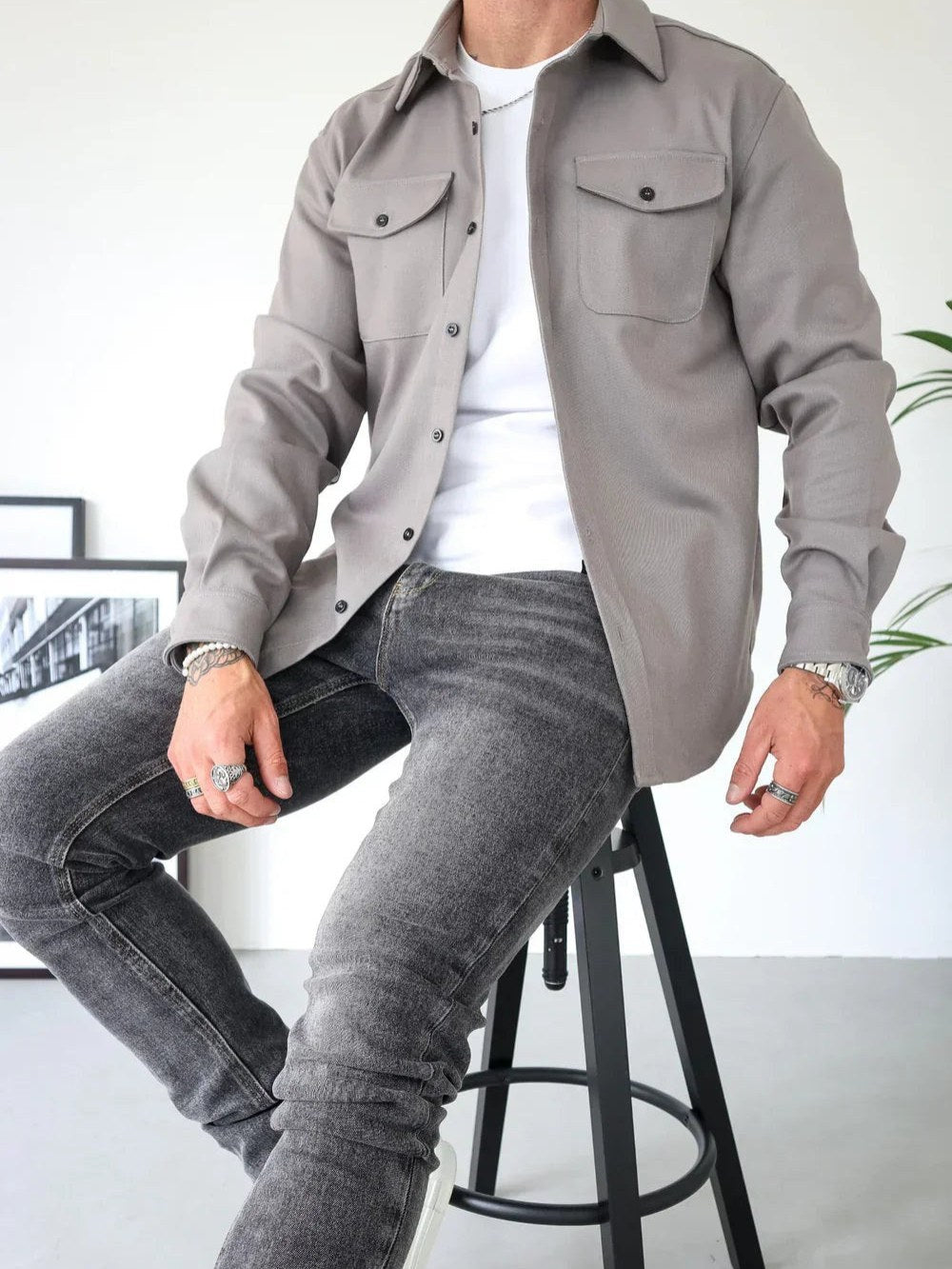 Long Sleeve Shirt Jacket for Men