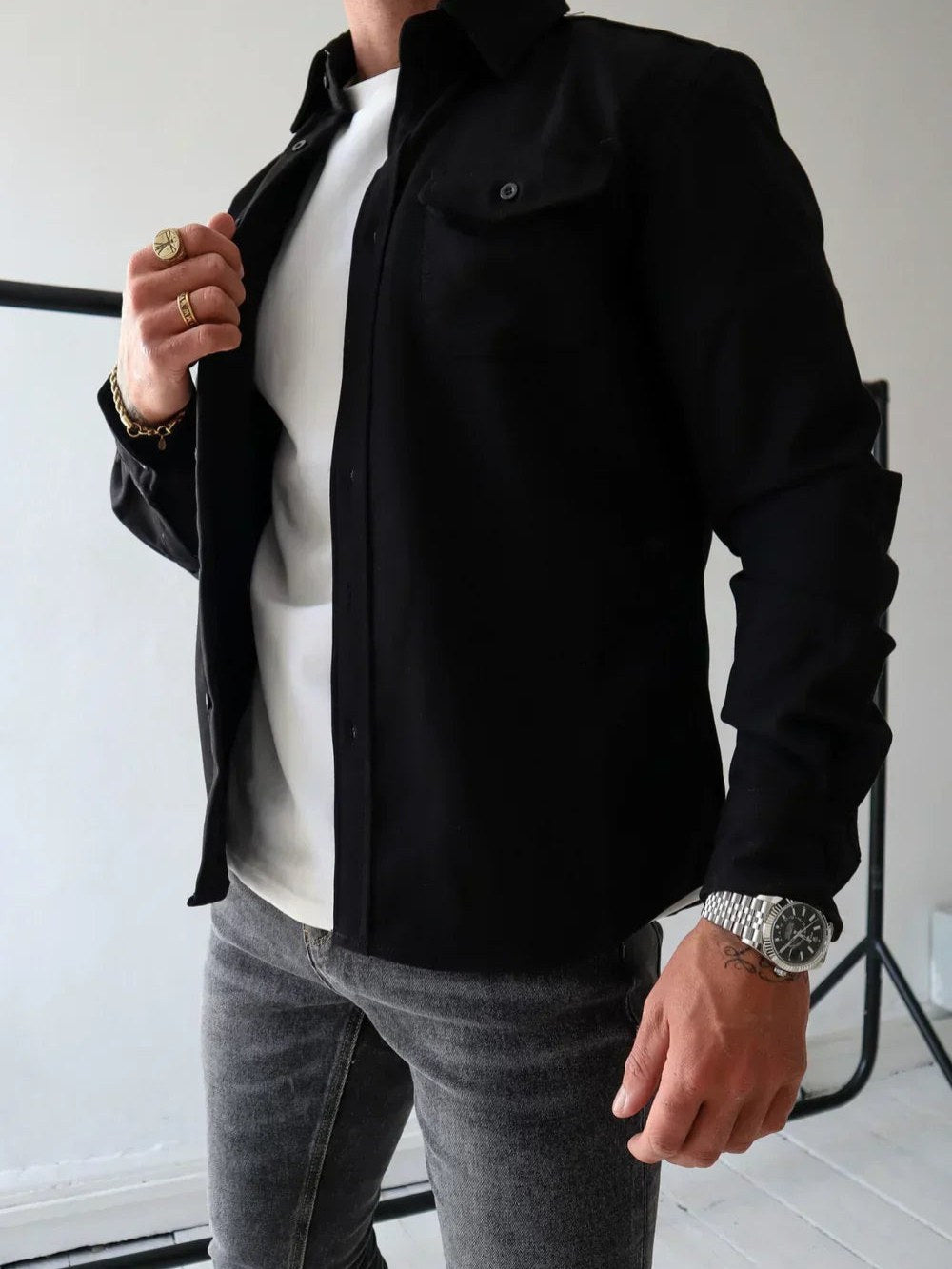 Long Sleeve Shirt Jacket for Men