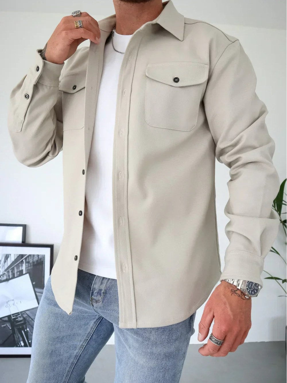 Long Sleeve Shirt Jacket for Men