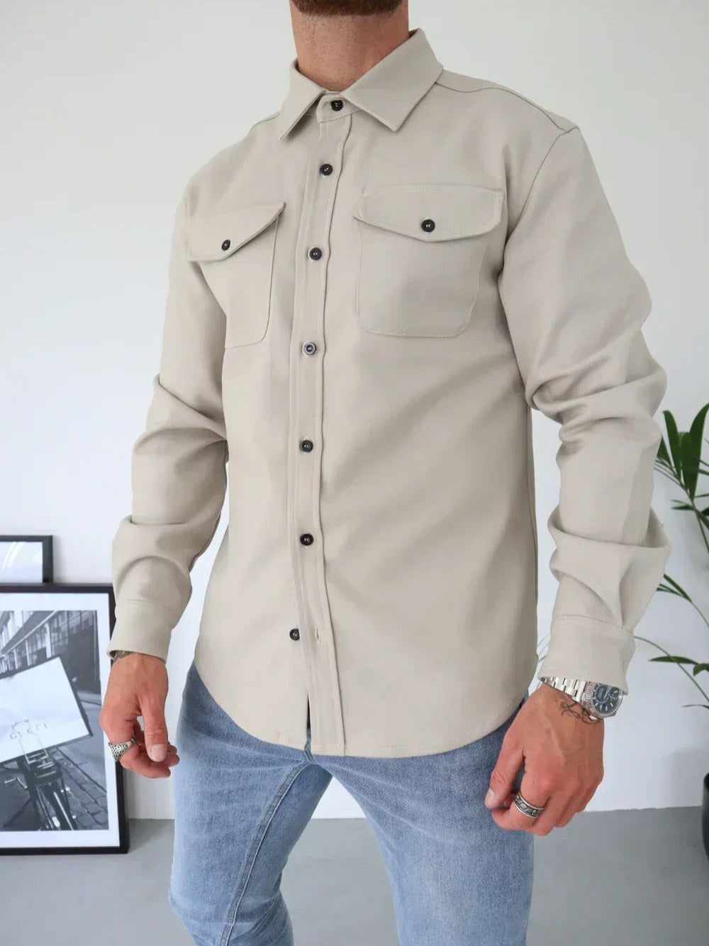 Long Sleeve Shirt Jacket for Men