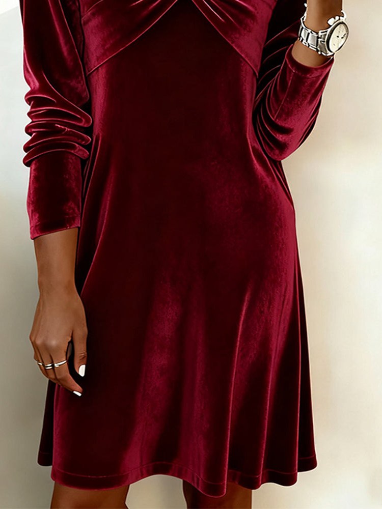 Long Sleeve Velvet Dress for Women