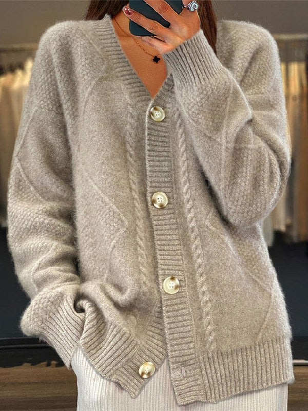 Oversized Cable Knit Cardigan for Women