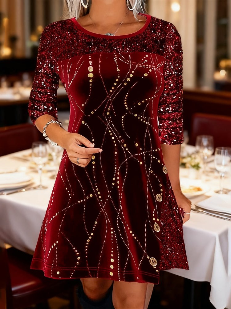 Paneled Velvet Dress for Women