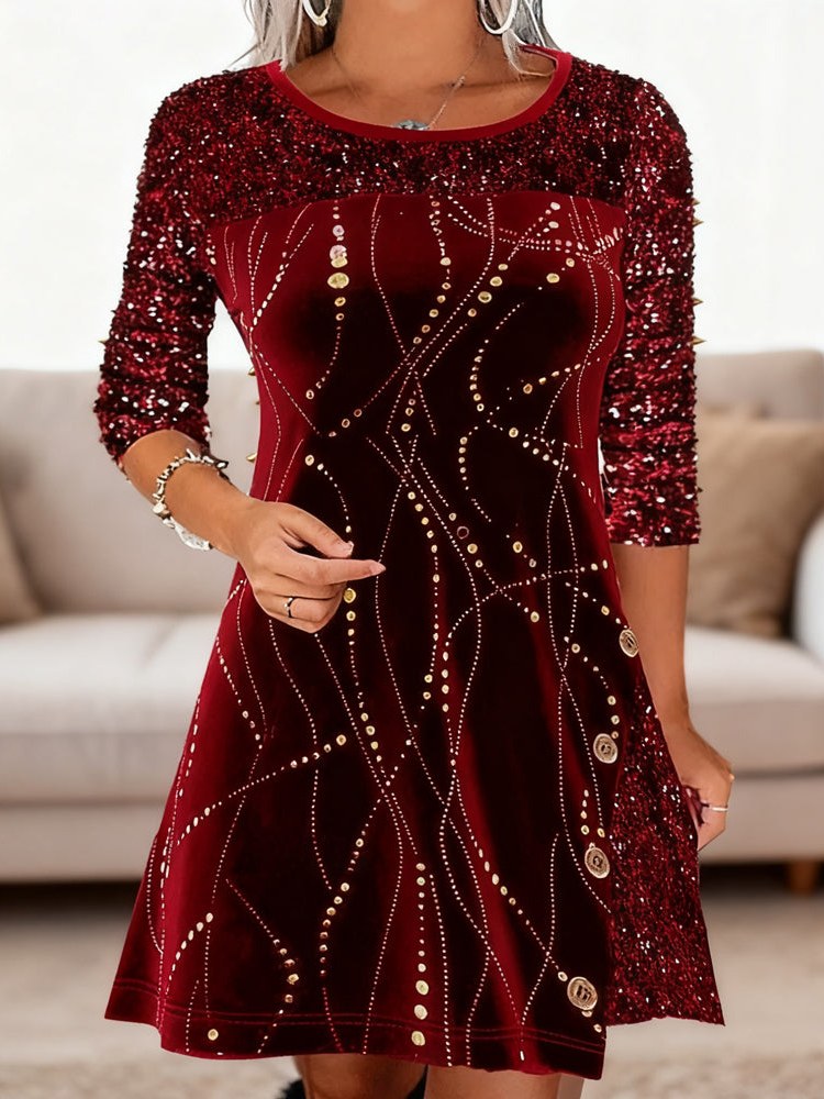 Paneled Velvet Dress for Women