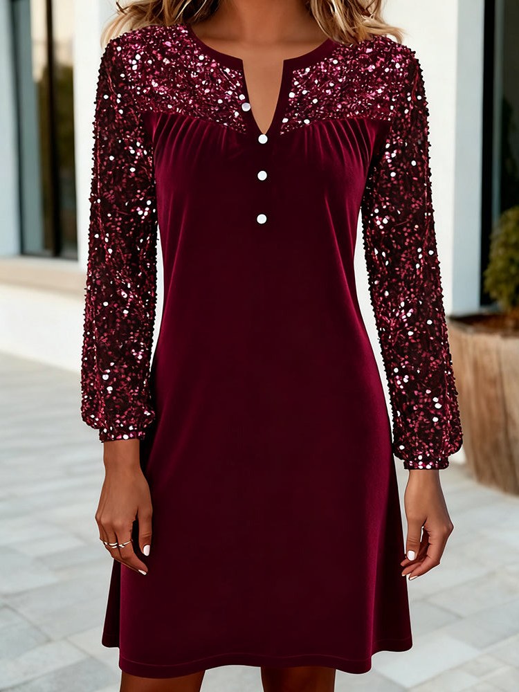 Patchwork Velvet Dress for Women