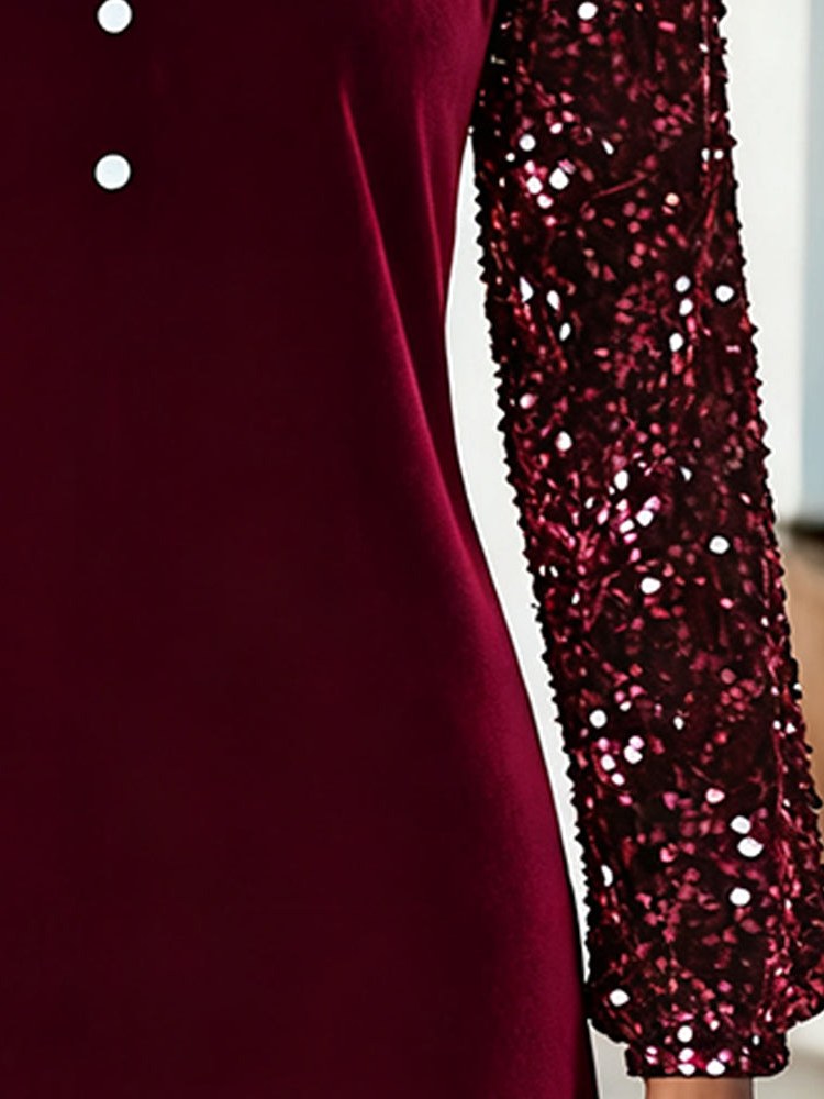 Patchwork Velvet Dress for Women