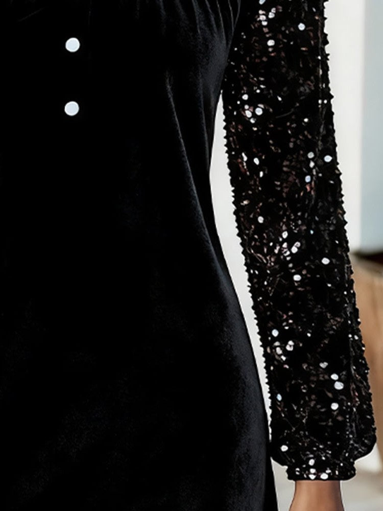 Patchwork Velvet Dress for Women