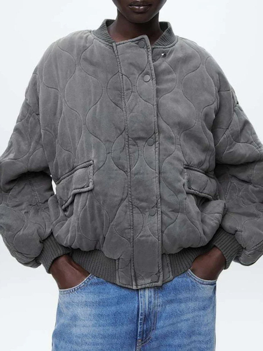 Relaxed Fit Bomber Jacket for Women