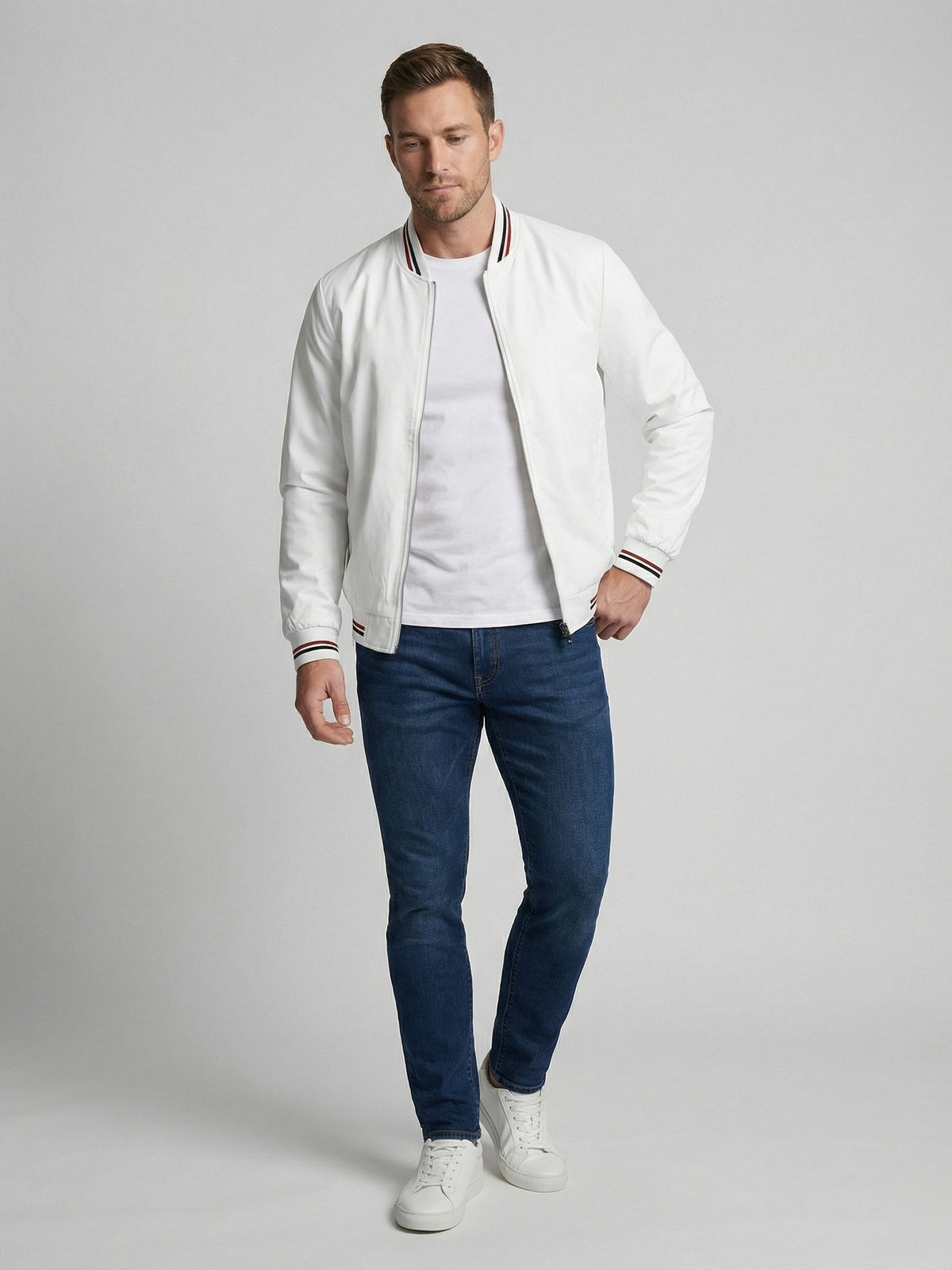 Ribbed Collar Jacket for Men