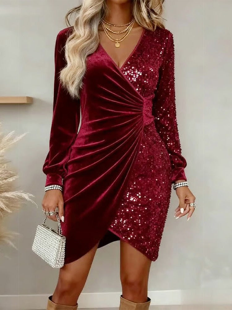 Sequined Velvet Dress for Women