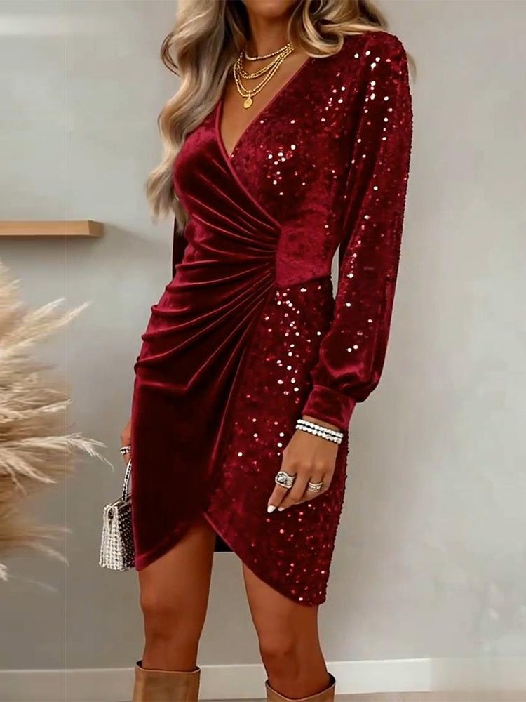Sequined Velvet Dress for Women