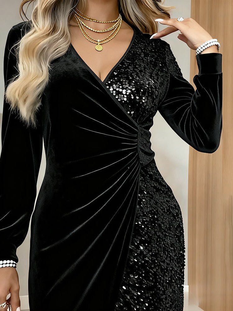 Sequined Velvet Dress for Women