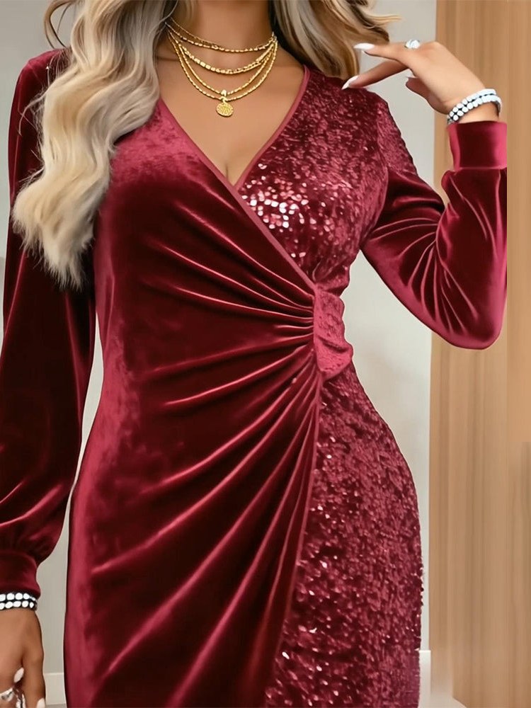 Sequined Velvet Dress for Women