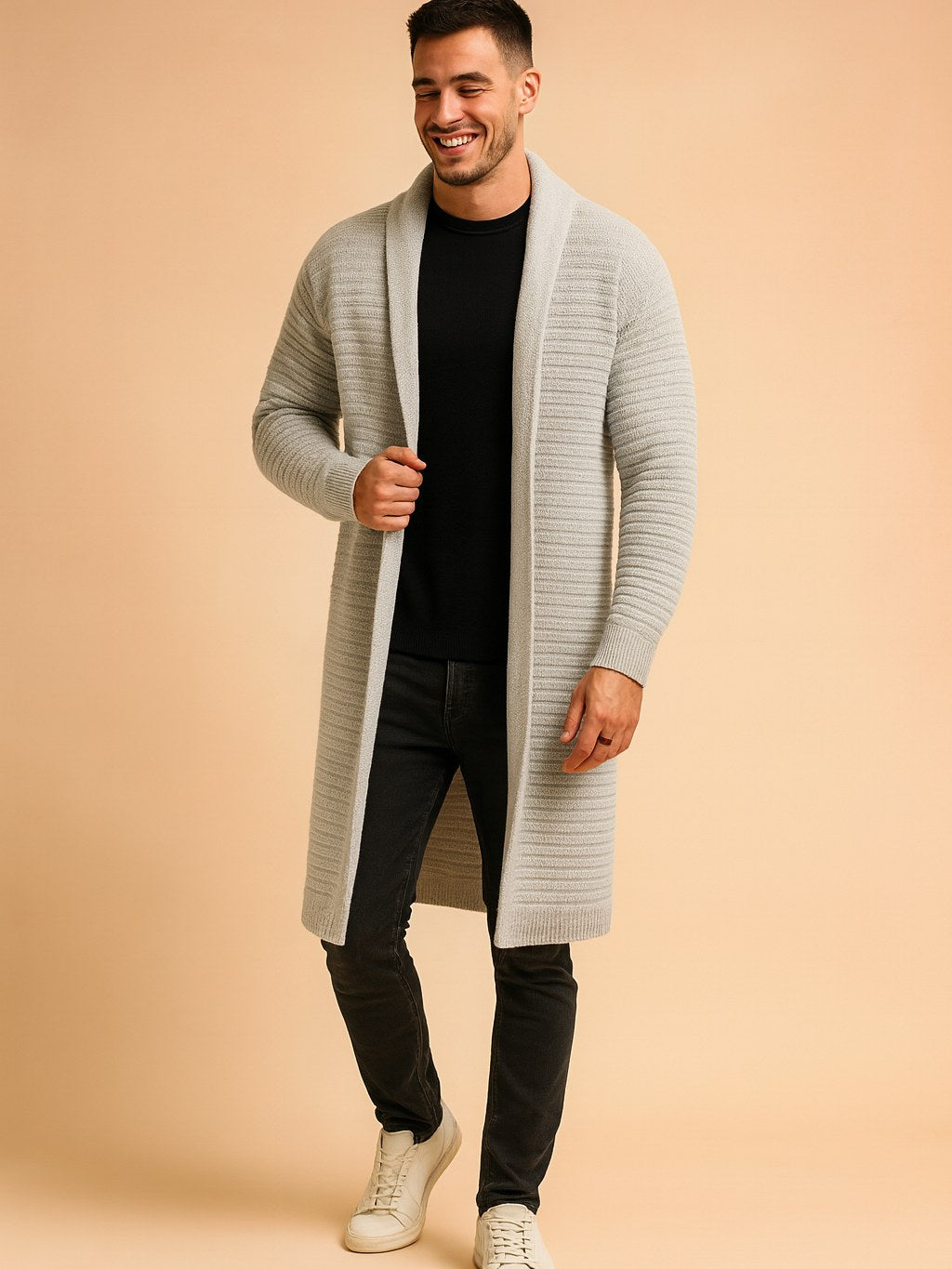 Stand-Up Collar Cardigan for Men