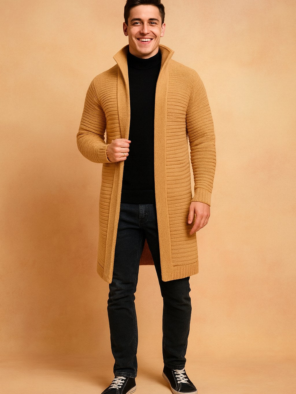 Stand-Up Collar Cardigan for Men