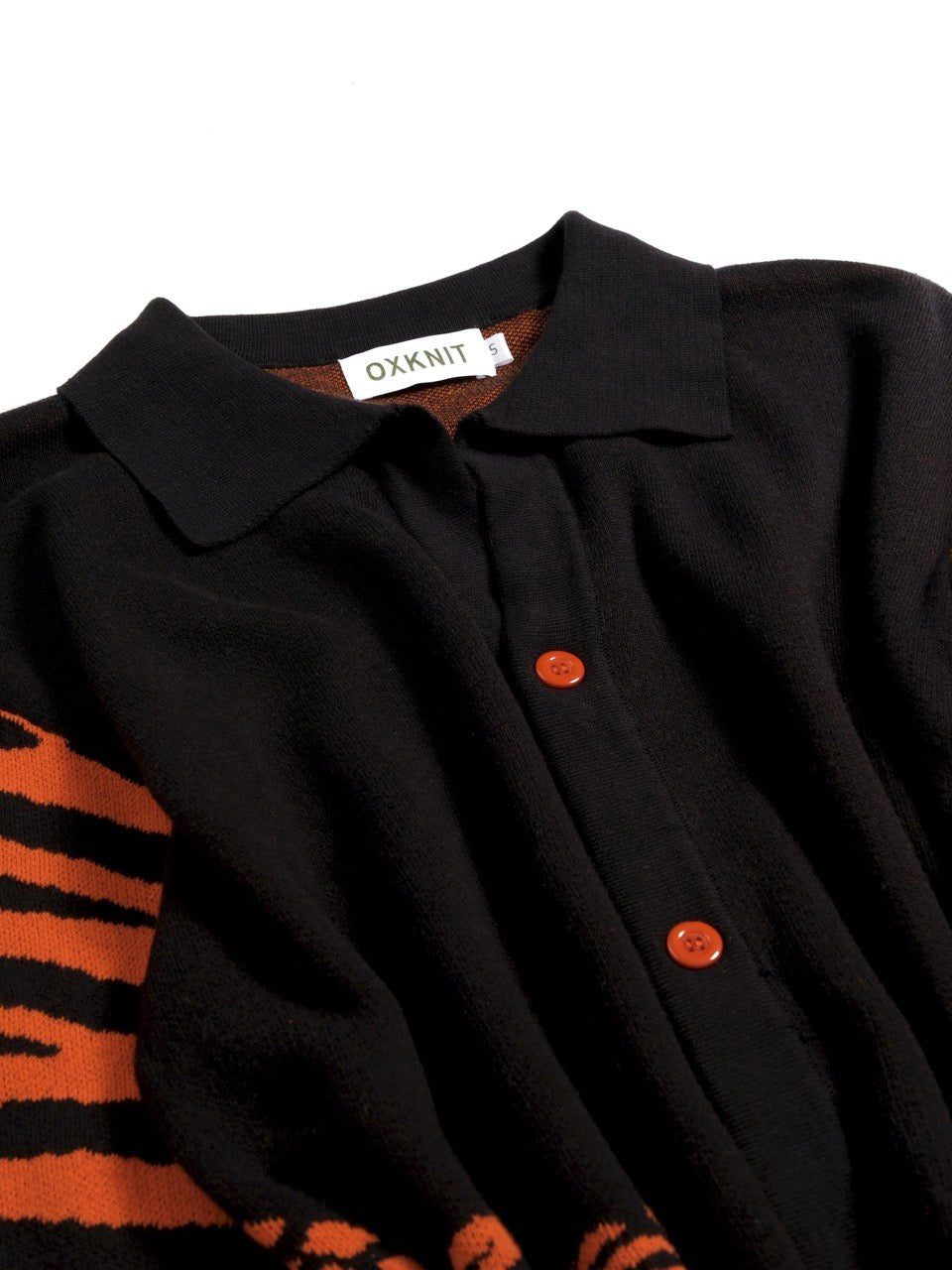 Tiger Jacquard Polo Cardigan for Men