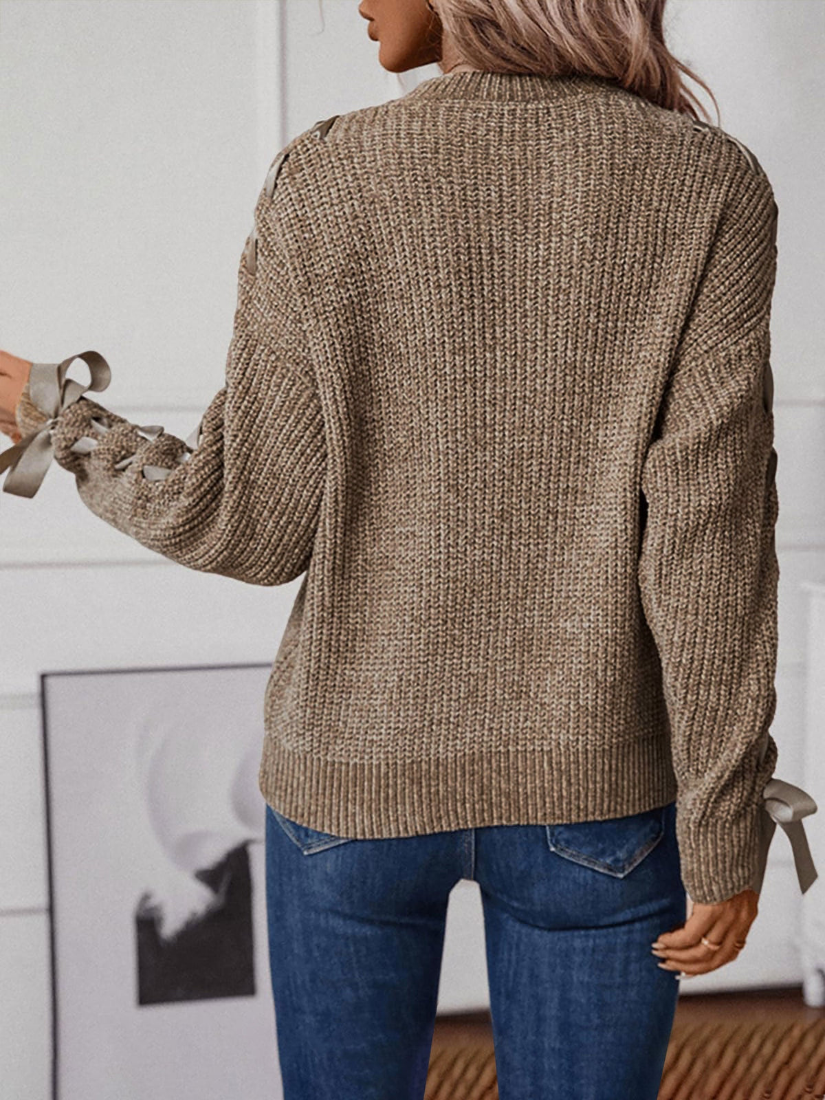 Waffle Knit Sweatshirt for Women