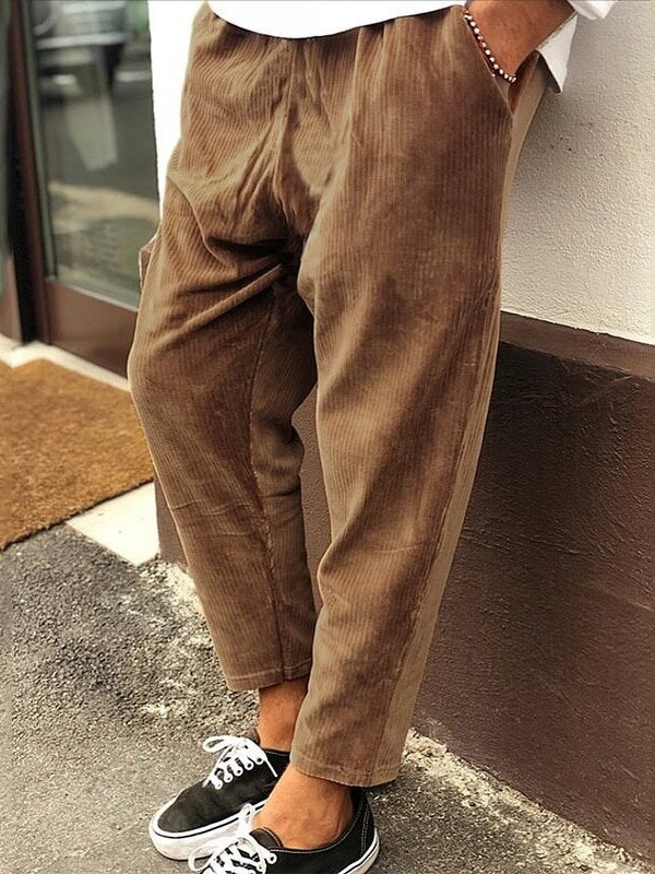 Wide Leg Corduroy Pants for Men