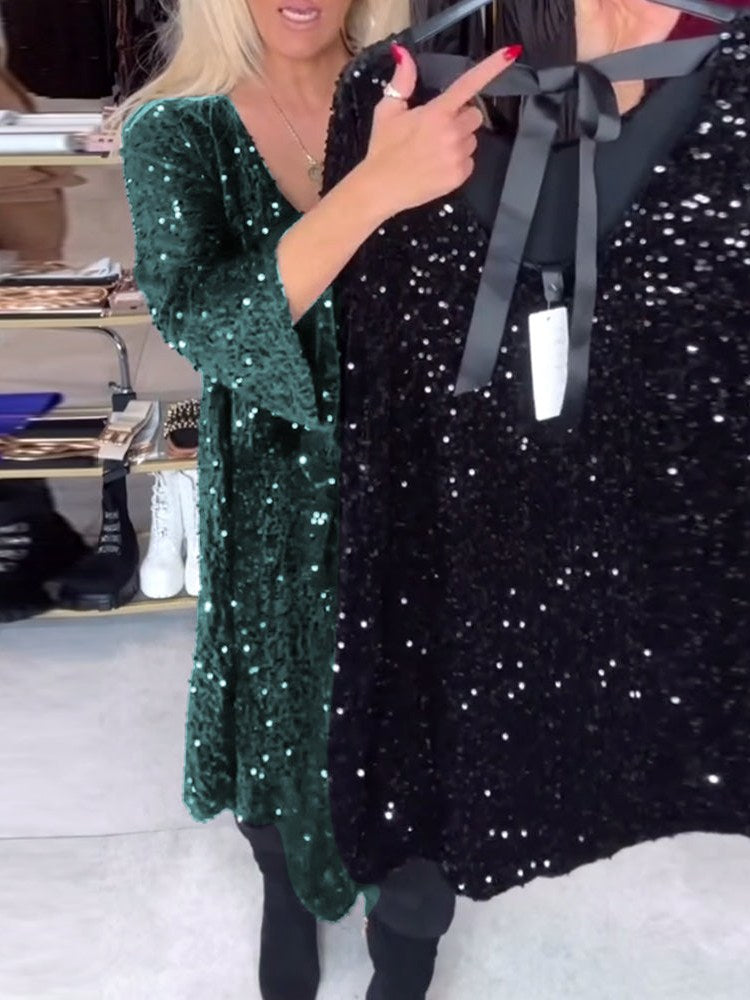 Wide Neckline Velvet Dress for Women