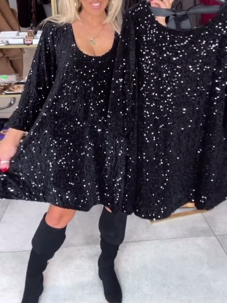 Wide Neckline Velvet Dress for Women